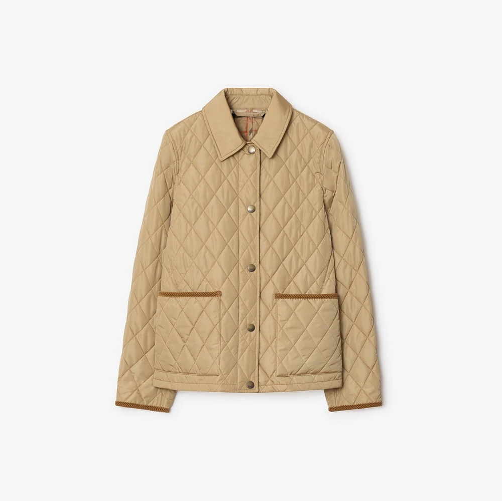 Quilted Nylon Jacket in Flax/sand - Women | Burberry® Official