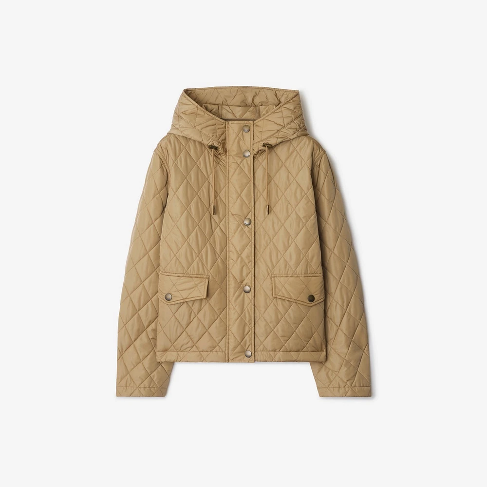 Cropped Quilted Nylon Hooded Jacket in Flax - Women | Burberry® Official