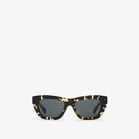 Inlaid Check Cat-eye Sunglasses​ in Bright tortoiseshell - Women | Burberry® Official