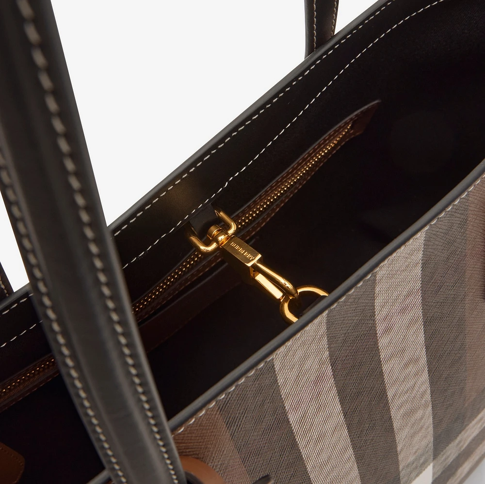 Medium Check Tote in Dark birch brown - Women | Burberry® Official