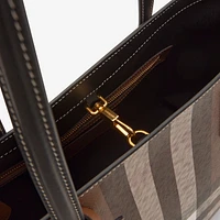 Medium Check Tote in Dark birch brown - Women | Burberry® Official