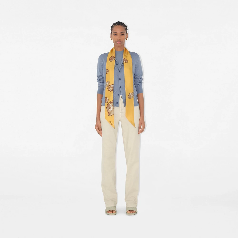 Skinny Poppy Silk Scarf in Veneer | Burberry® Official