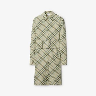 Check Stretch Linen Shirt Dress in Breeze - Women | Burberry® Official