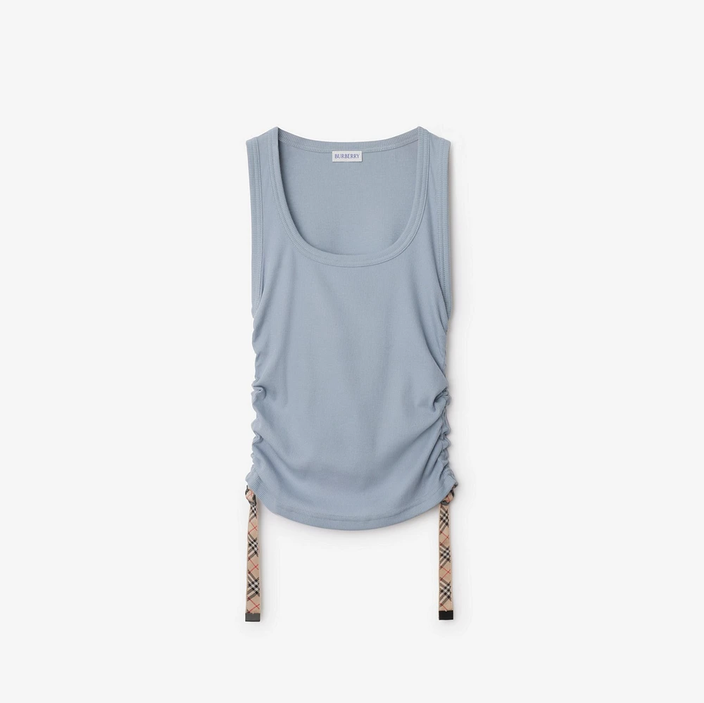 Festival Cotton Blend Tank Top in Gale - Women | Burberry® Official