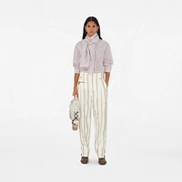 Striped Silk Blend Tailored Trousers in Cream/black - Women | Burberry® Official