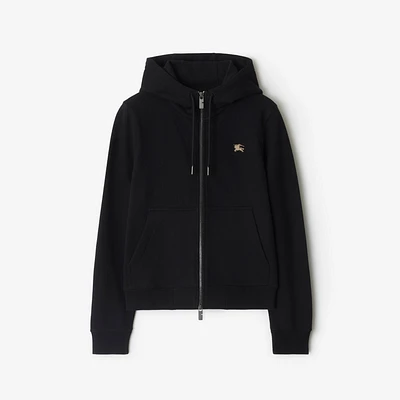 Knight Stamp Cotton Zip Hoodie in Black - Women | Burberry® Official
