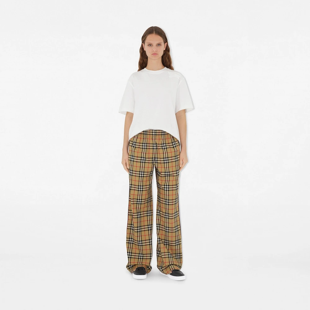 Check Cotton Trousers in Archive beige - Women | Burberry® Official