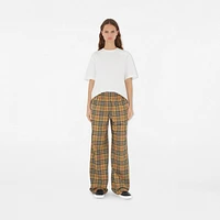 Check Cotton Trousers in Archive beige - Women | Burberry® Official