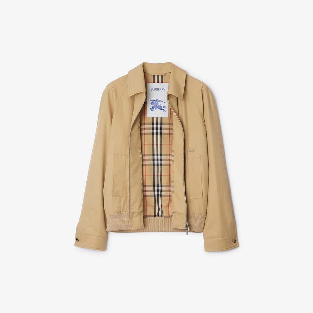 Gabardine Chester Harrington Jacket in Flax beige - Men, Cotton | Burberry® Official