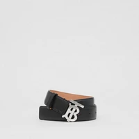 Monogram Motif Leather Belt in Black/palladium Grey - Women | Burberry® Official