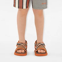 Check Knit Sandals in Sand - Children | Burberry® Official