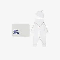 Stretch Cotton Three-piece Baby Gift Set in White - Children | Burberry® Official