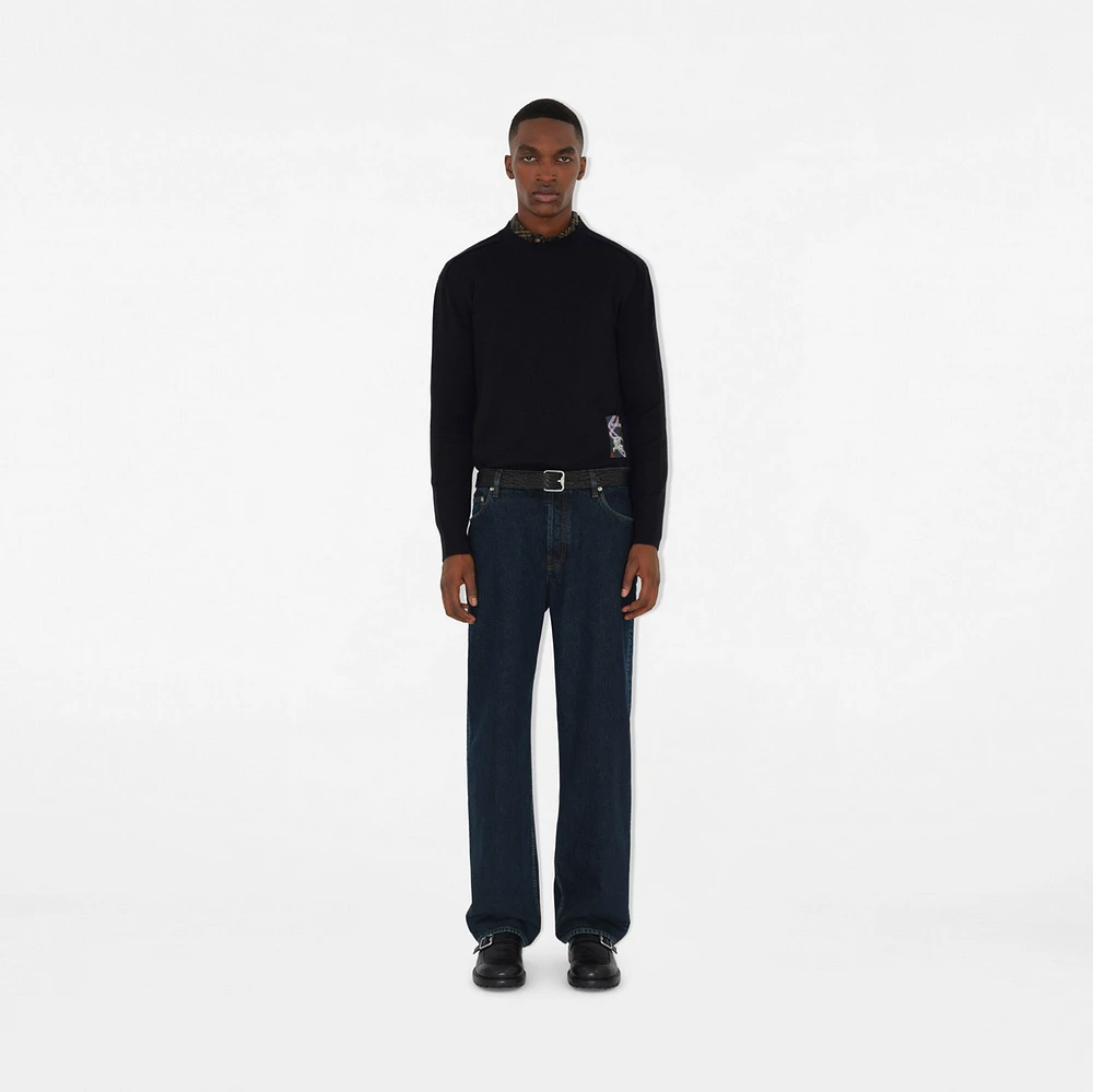 Check Label Wool Sweater in Black - Men | Burberry® Official