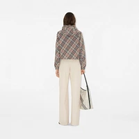 Cropped Reversible Check Jacket in Mauve grey - Women, Nylon | Burberry® Official