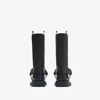 Leather Soft Saddle Low Boots​ in Black - Women | Burberry® Official