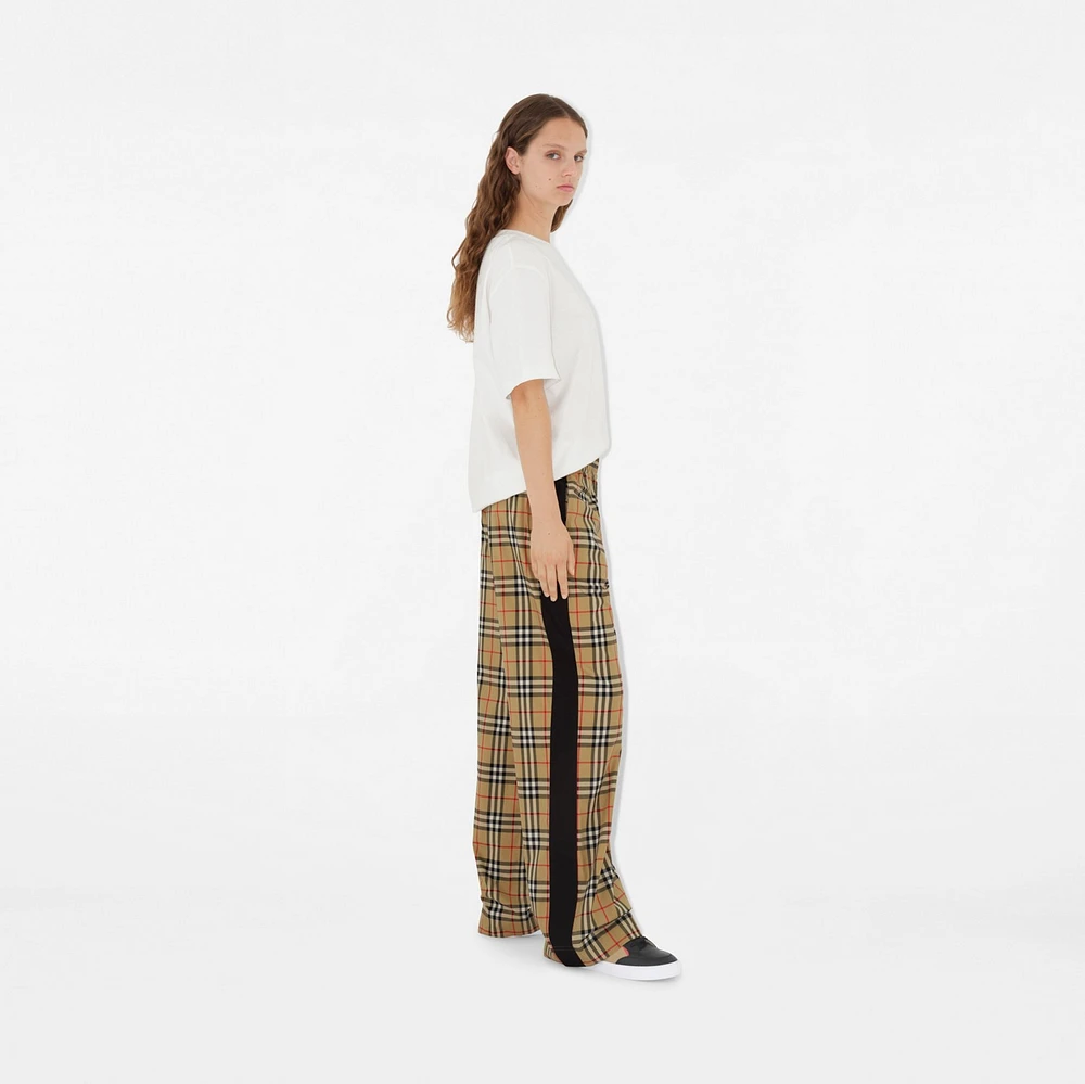 Check Cotton Trousers in Archive beige - Women | Burberry® Official