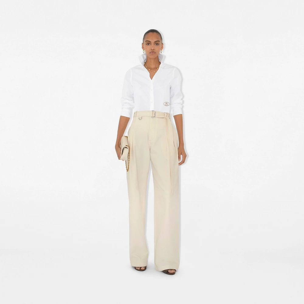 Slim Fit Cotton Poplin Shirt in White - Women | Burberry® Official