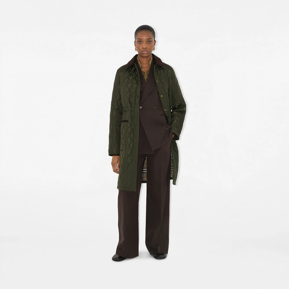 Mid-length Quilted Nylon Car Coat in Shale - Women | Burberry® Official
