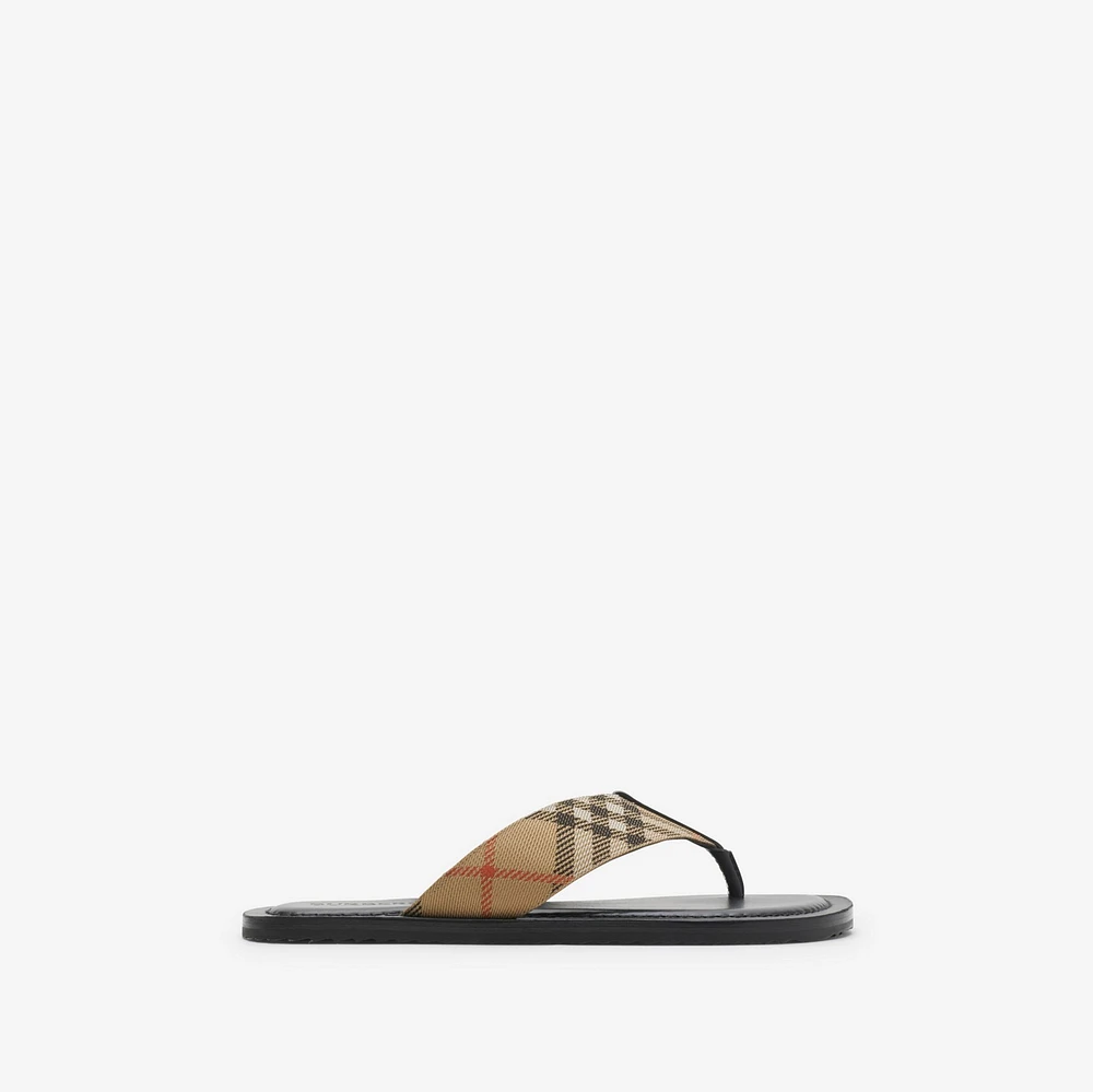Check Pavilion Sandals in Sand - Men, Nylon | Burberry® Official