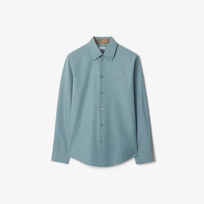 Slim Fit Cotton Poplin Shirt in Index blue