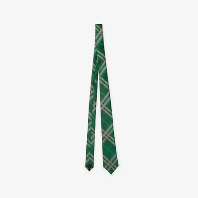 Check Silk Tie in Leaf green - Men | Burberry® Official