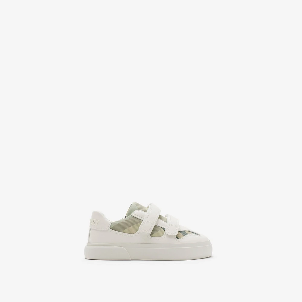 Check and Leather Sneakers in Breeze - Children | Burberry® Official