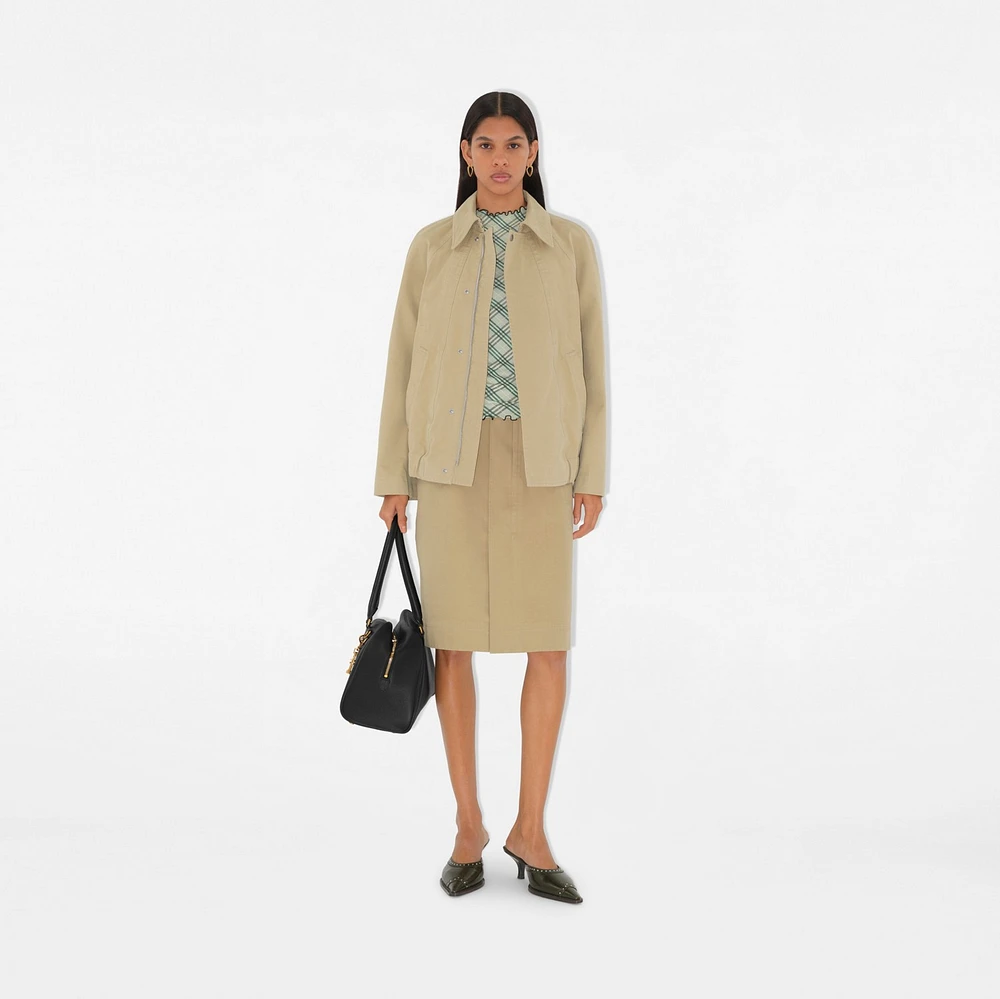 Check Stretch Cotton T-shirt in Breeze - Women | Burberry® Official