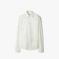 Slim Fit Cotton Silk Tuxedo Shirt in Natural white - Men | Burberry® Official