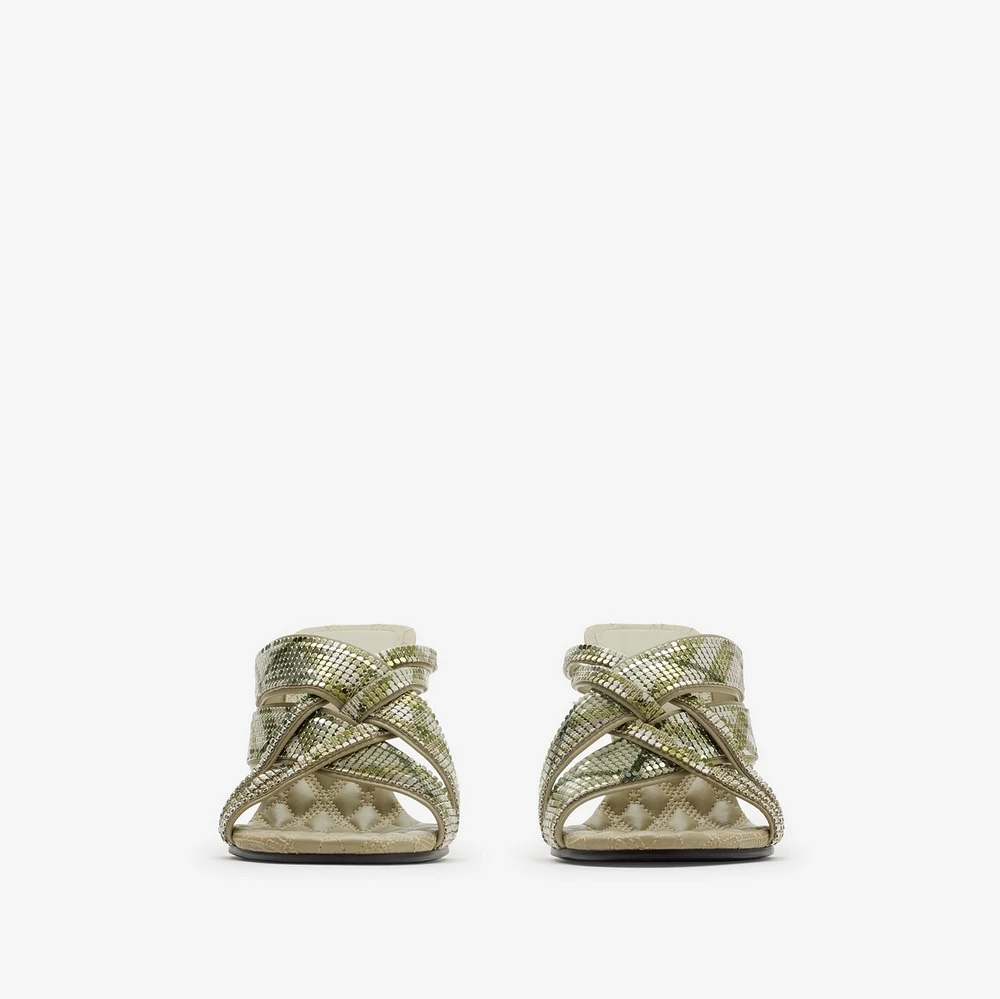 Check Mesh Cabana Maille Mules in Skylark - Women | Burberry® Official