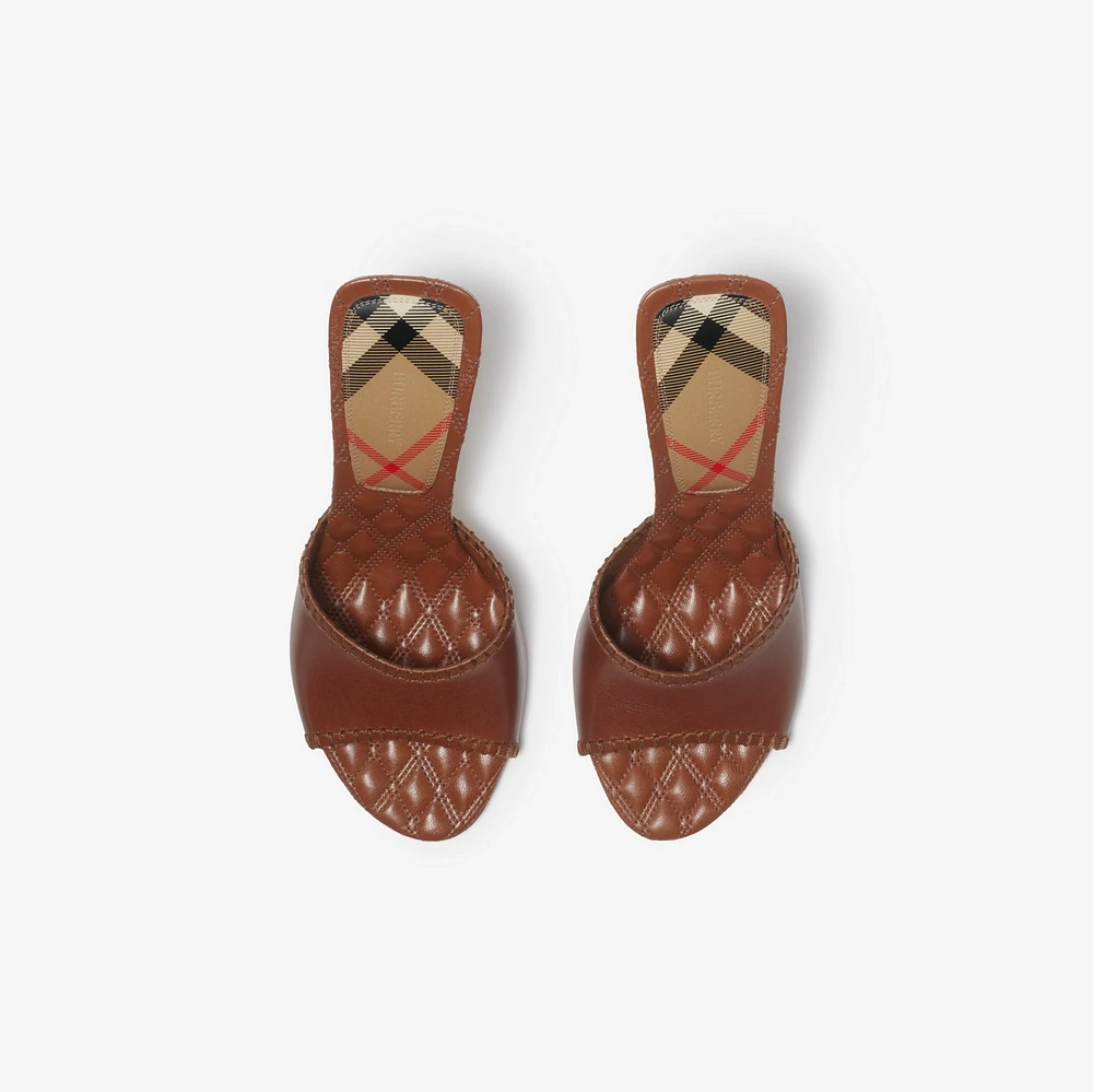 Leather Cabana Mules in Chestnut - Women | Burberry® Official