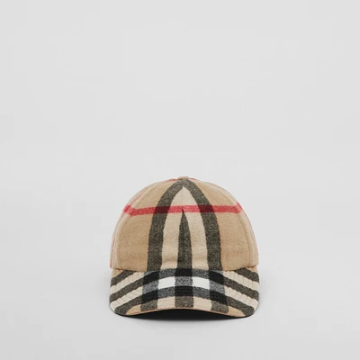 Exaggerated Check Wool Baseball Cap in Archive beige - Men | Burberry® Official