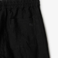 Linen Trousers in Black - Men | Burberry® Official