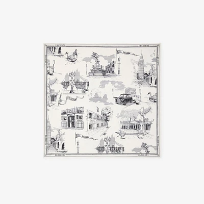 London Landmarks Silk Scarf in Monochrome | Burberry® Official