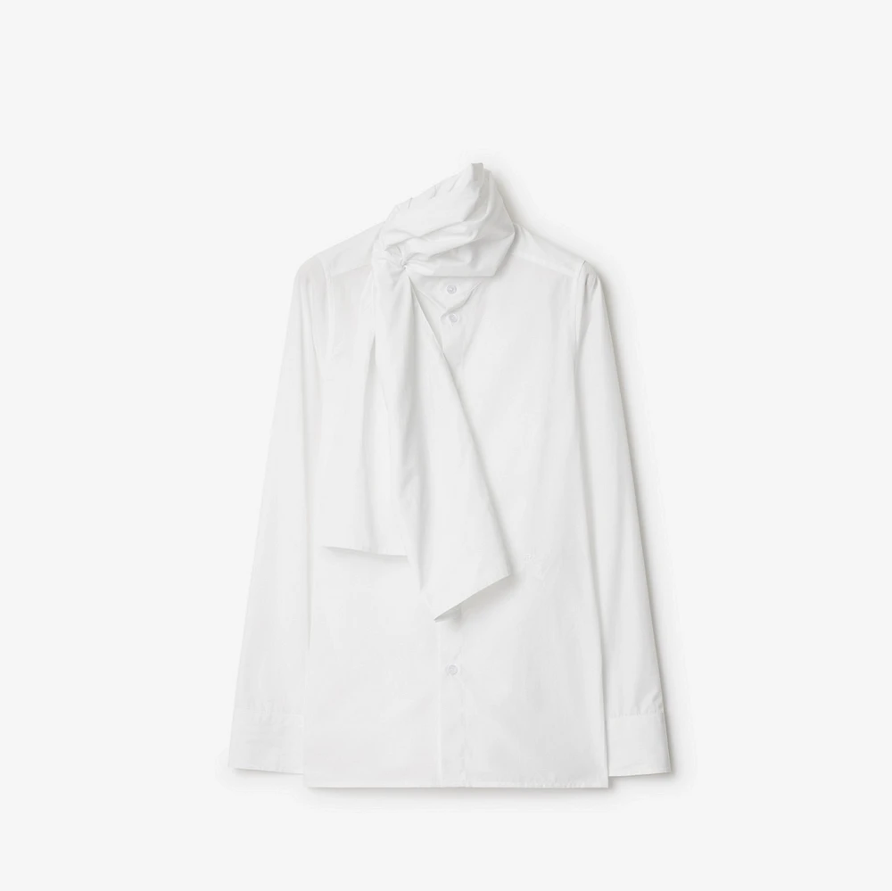 Cotton Scarf Shirt in Optic white - Women | Burberry® Official