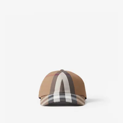 Check Cotton Baseball Cap in Dark birch brown - Men | Burberry® Official