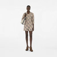 Check Cotton Pyjama Shorts in Chipping - Women | Burberry® Official