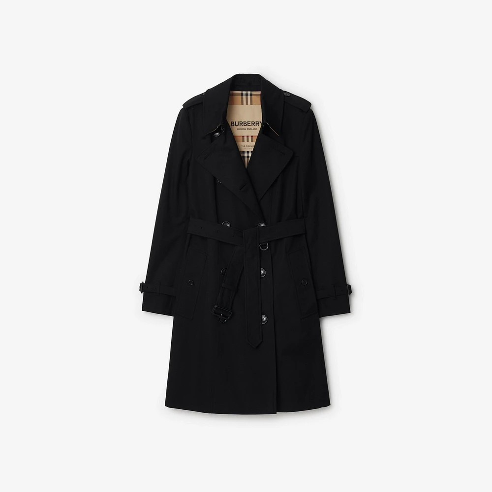Mid-length Chelsea Heritage Trench Coat in Black - Women | Burberry® Official