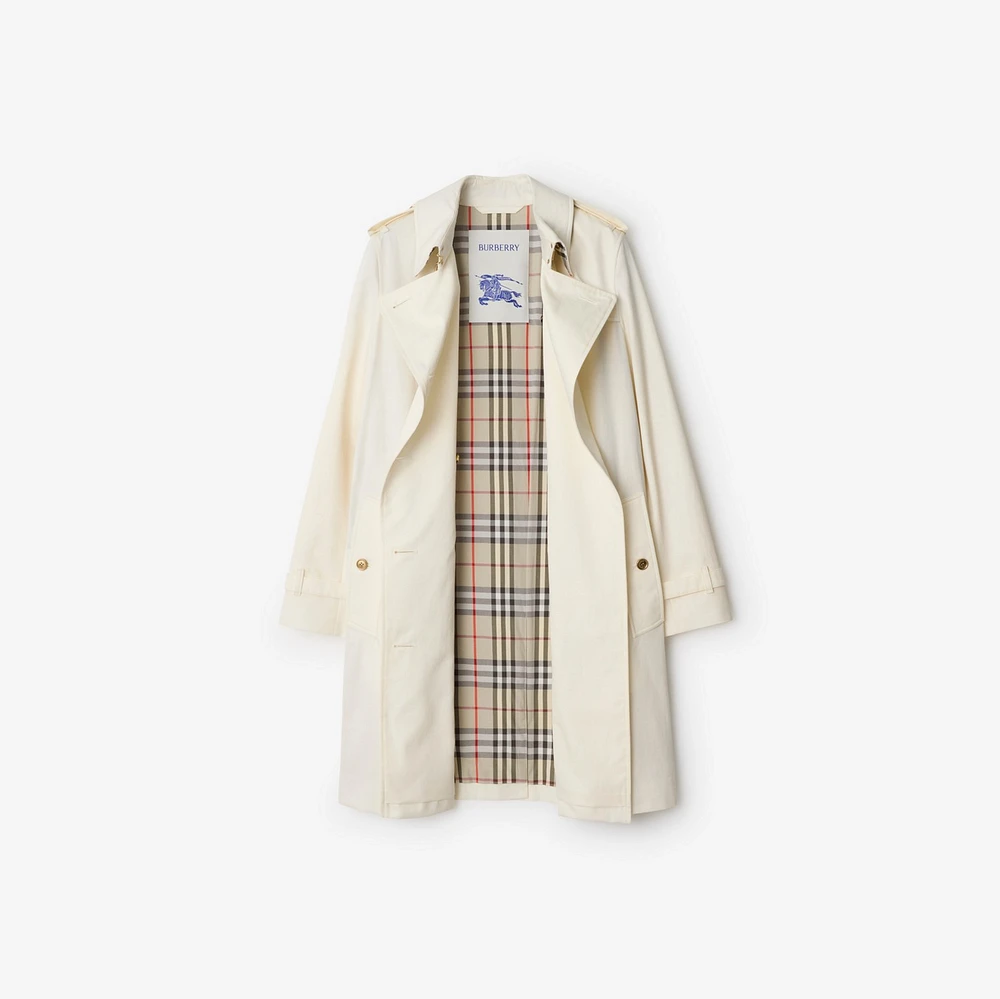 Mid-length Gabardine Kensington Trench Coat in Cotton - Women, Cotton | Burberry® Official