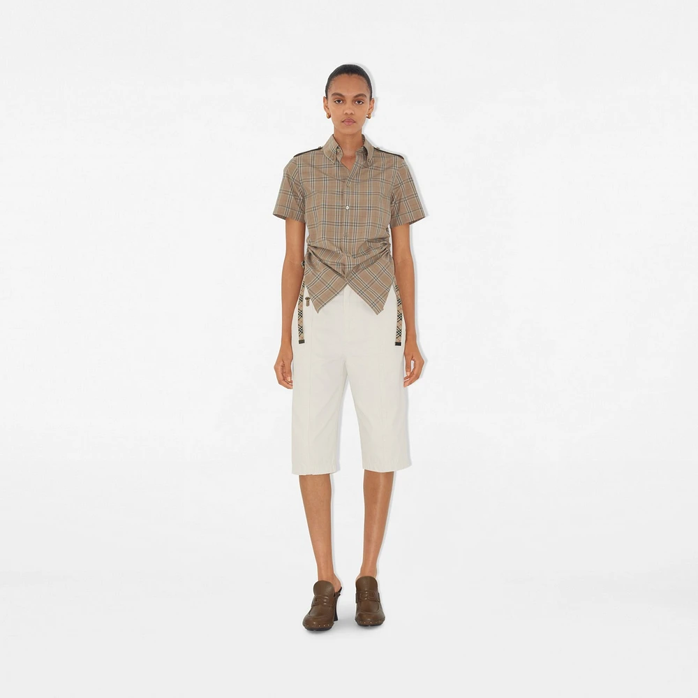 Slim Fit Check Cotton Shirt in Nut - Women | Burberry® Official