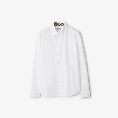 Regular Fit Cotton Poplin Shirt in White - Women | Burberry® Official