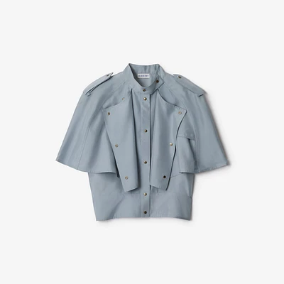 Silk Cape Top in Gale - Women | Burberry® Official