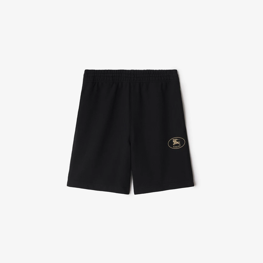 Knight Stamp Cotton Shorts in Black - Men | Burberry® Official