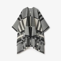Colour Block Check​ Wool Cape in Chalk | Burberry® Official