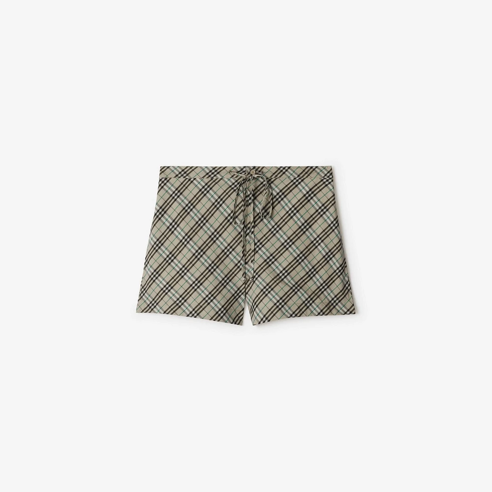 Check Cotton Pyjama Shorts in Husk - Women | Burberry® Official