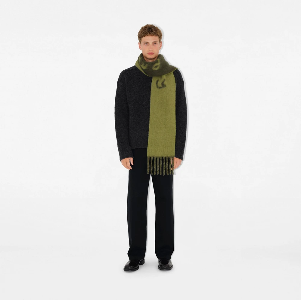 Reversible Logo Alpaca Wool Blend Scarf in Acre | Burberry® Official