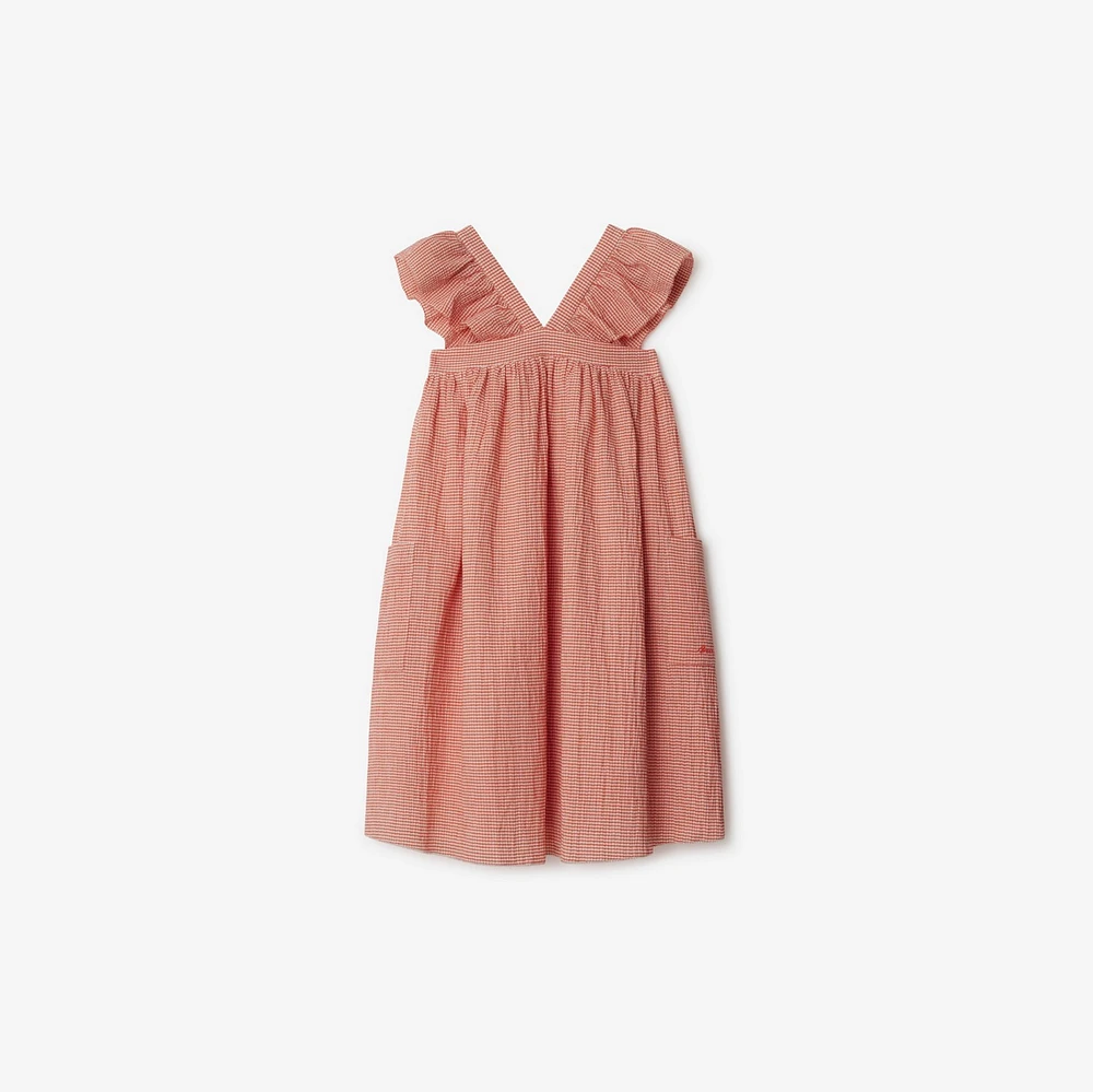 Gingham Cotton Dress in Orange red | Burberry® Official