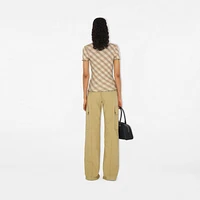 Check Stretch Cotton T-shirt in Teacup - Women | Burberry® Official