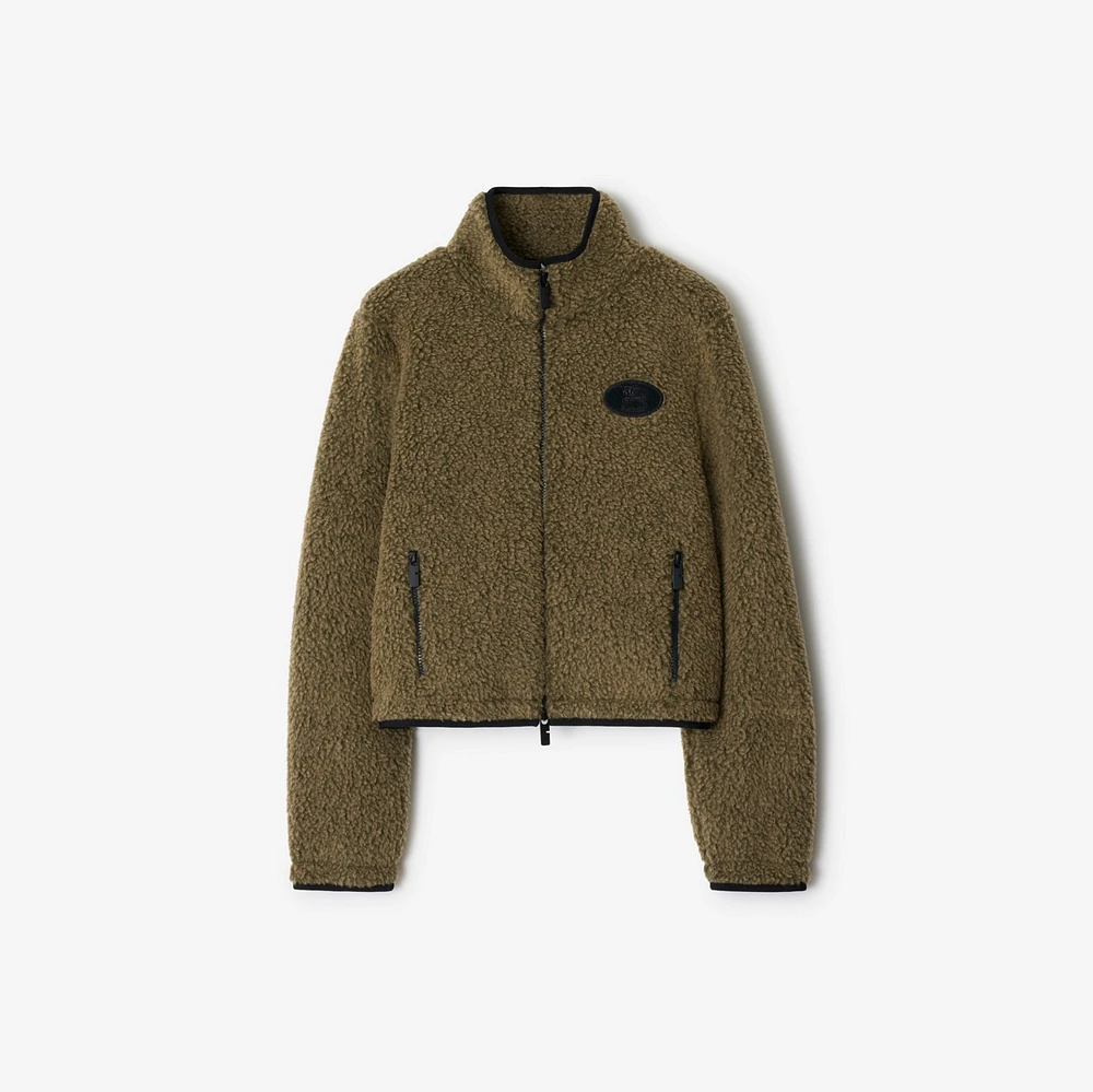 Cropped Fleece Jacket in Mire melange - Women | Burberry® Official
