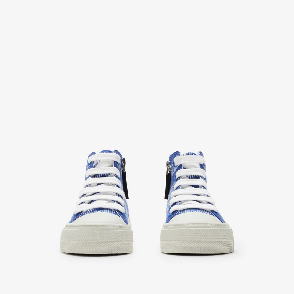 Check Cotton High-top Sneakers in Knight - Children | Burberry® Official