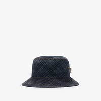 Check Denim Bucket Hat in Indigo - Men | Burberry® Official